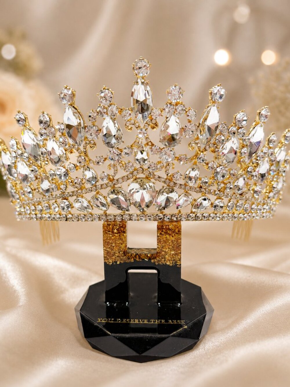 Vintage Gold Tiara, crystal comb tiara, Princess Crown, birthday party crown